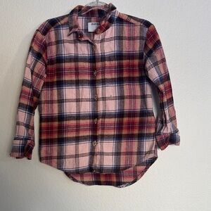 Old Navy Kids Plaid Button-Down Shirt - Pink and Red